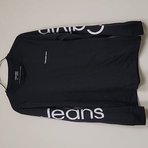 NWT Calvin Klein Jeans Black Beauty Long Sleeve Logo Tee Mens Small